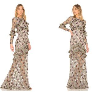 Alexis Long Sleeve Essense Floral Embroidery Sequin Gown